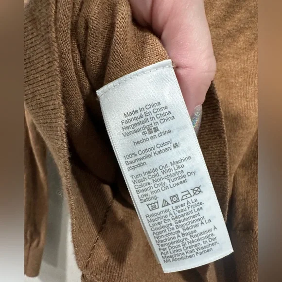 JCREW Cotton Brown Sweater with Rhinestone buttons - Picture 7 of 7